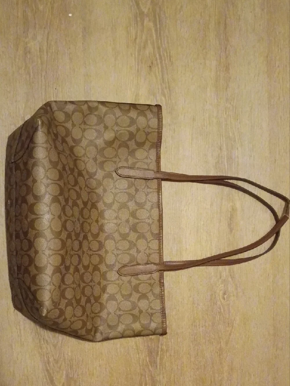 Coach Brown Signature Canvas Tote with Leather Straps